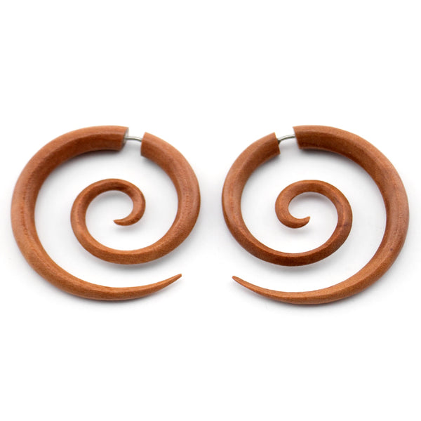 Saba Wooden Large Spiral Fake Gauges