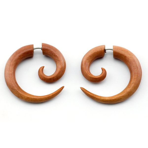 Saba Wooden Medium Spiral Fake Gauges