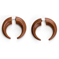 Saba Wood Pincher Fake Gauges Earrings