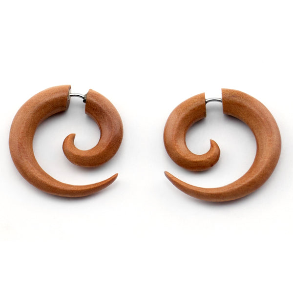 Saba Wooden Small Spiral Fake Gauges