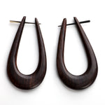 Slim Hoop Wood Fake Gauges Post Earrings