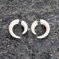 Small Bone Spiral Fake Gauges Earrings