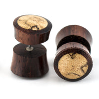 Sono Wood Fake Gauges Plugs With Tamarind Wood Inlay