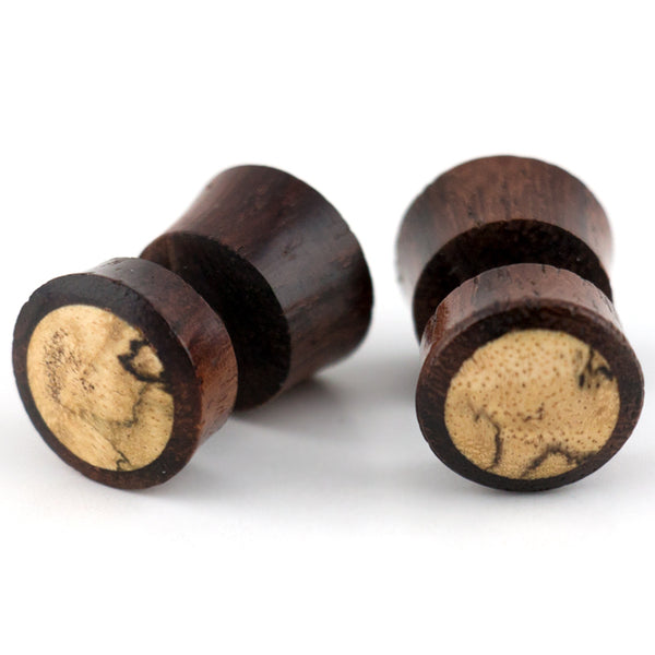 Sono Wood Fake Gauges Plugs With Tamarind Wood Inlay