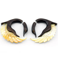 Wood & Mop Swan Sankofa Wings Fake Gauges Earrings