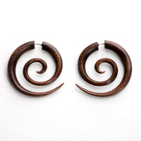 Sono Wooden Spirals Fake Gauge Earrings