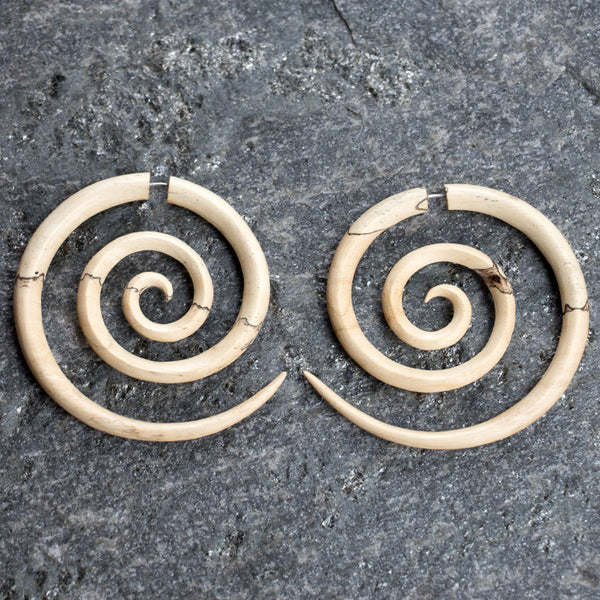 Tamarind Wood Large Spiral Fake Gauges