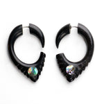 Tribal Cursor Fake Gauges With Abalone Shell Inlay Earrings