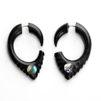 Tribal Cursor Fake Gauges With Abalone Shell Inlay Earrings