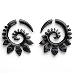 Tribal Spade Fake Gauges Horn Earrings