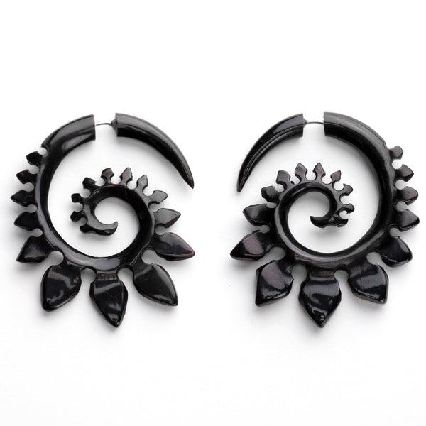 Tribal Spade Fake Gauges Horn Earrings