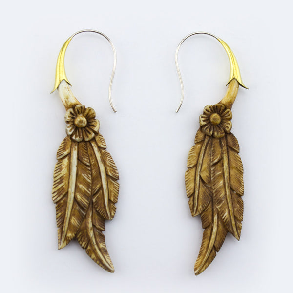 Multi Feather Stained Bone Hangers / Earrings