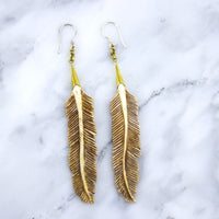 Feather Stained Bone Hangers / Earrings
