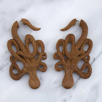 Wooden Squid Hangers / Fake Gauges Earrings