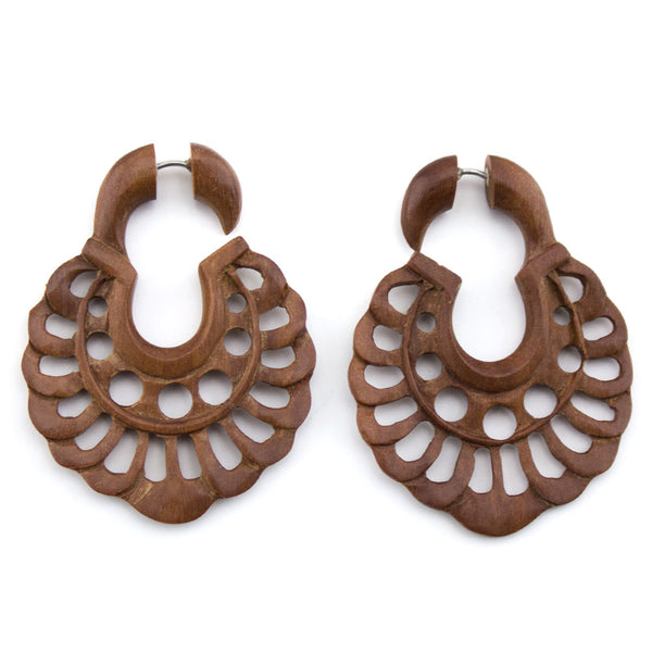 Wooden Apogee Hangers / Fake Gauges Earrings