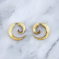Small Bone Stained Spirals Fake Gauges Earrings