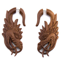 Carved Dragon Wood Hangers / Fake Gauges
