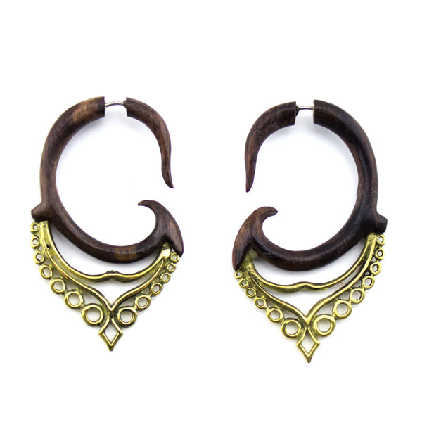 Sono Wooden Fastigium Spiral Hangers / Fake Gauges Earrings
