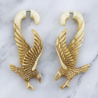 Eagle Hook Stained Bone Hangers / Fake Gauge Earrings