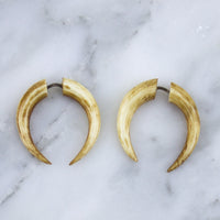 Stained Bone Pinchers Fake Gauges Earrings