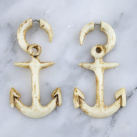 Anchor Stained Bone Hangers / Fake Gauges Earrings
