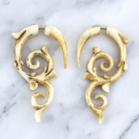Vine Ripe Spiral Bone Hanger / Fake Gauges Earrings