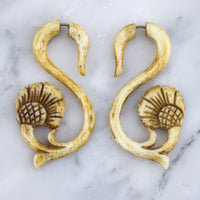 Swily Sea Stained Bone Spirals / Fake Gauges Earrings