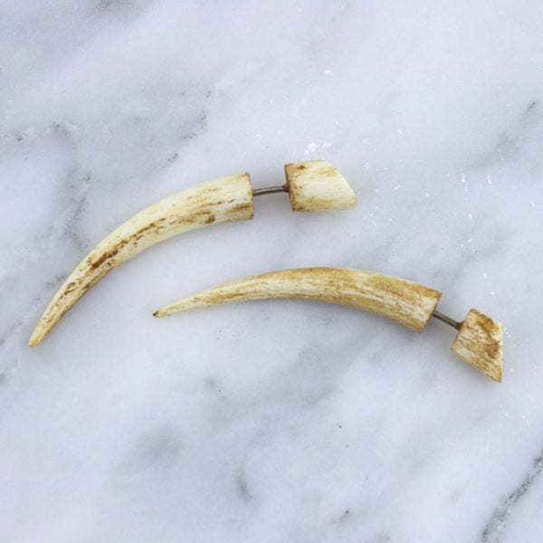 Stained Bone Tapers Fake Gauges Earrings