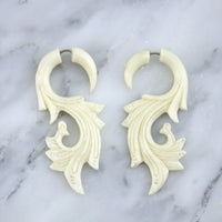 Ornamental Bone Hangers / Fake Gauges Earrings
