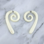 Hanging Bone Spiral / Fake Gauges Earrings