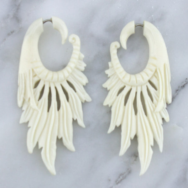 Dreamcatcher Bone Hangers / Fake Gauges Earrings