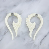 Tail Wing Fake Gauges Hanging Bone Earrings