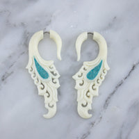 Turquoise Filigree Hanging Fake Gauges Earrings