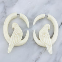 Napping Dove Spiral Fake Gauges Earrings