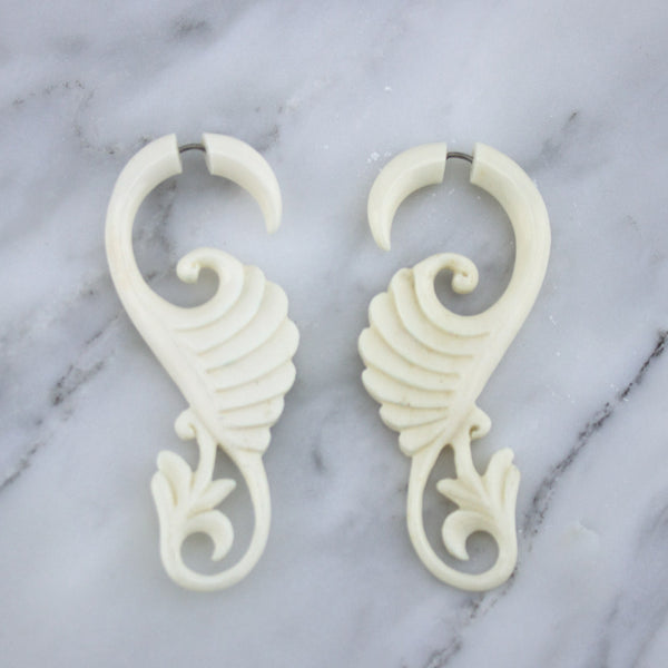 Banter Swirly Spiral Bone Fake Gauges Earrings