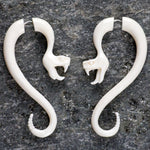 Viper Snake White Fake Gauges Bone Earrings