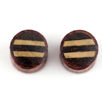 Sono Wood Fake Gauges Plugs With Double Stripe Wood Inlay
