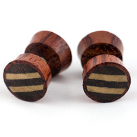 Sono Wood Fake Gauges Plugs With Double Stripe Wood Inlay